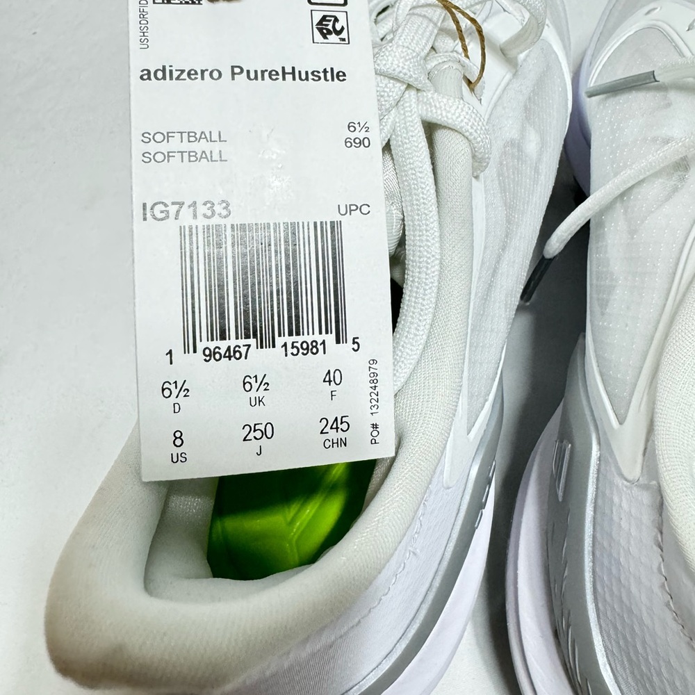 Adidas PureHustle 2 Elite Metal Womens Softball Cleats, White Silver, 8 Unisex - Picture 5 of 6